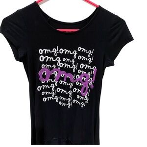 Total Girl fun "OMG" short sleeve black shirt sz 14